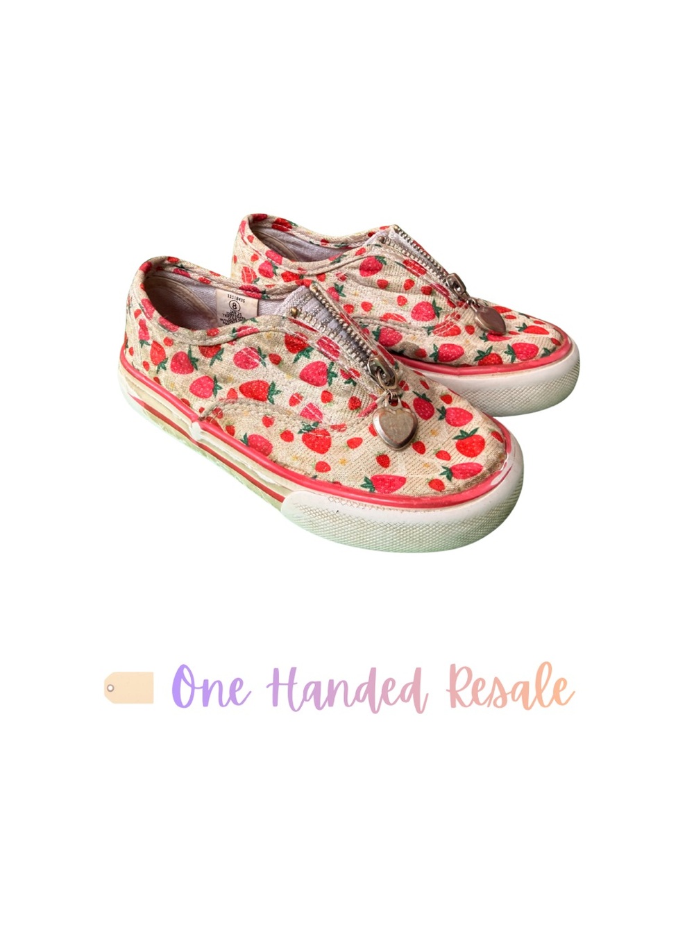 🍓 US Sports Strawberry Print Girls Kids Sneakers Summer Fun Unique Shoes 8